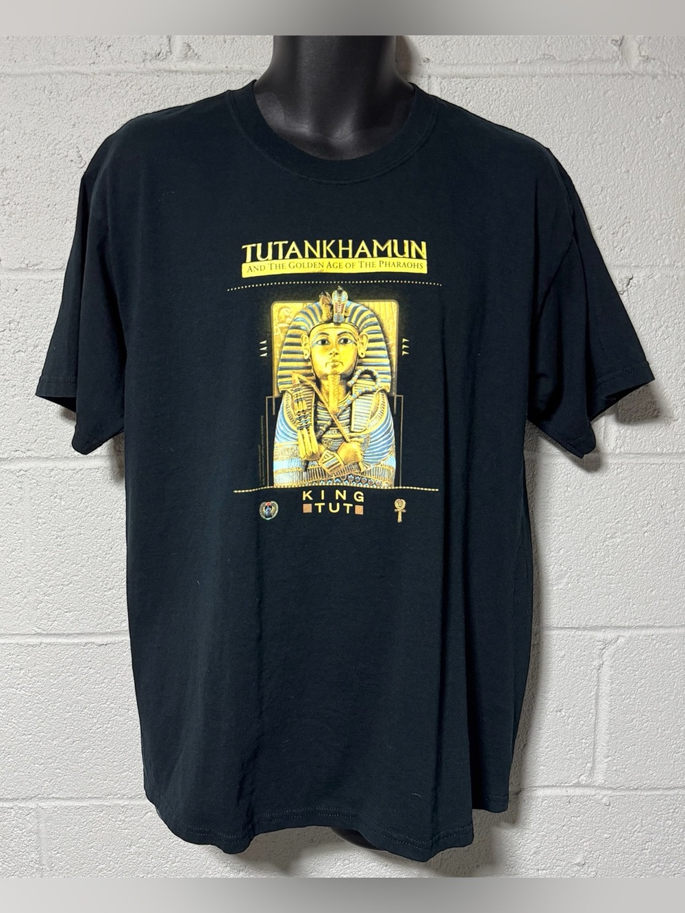 Vtg King Tut Tutankhamun Golden Age Pharoahs Exhibit Graphic T Shirt L Y2K Egypt